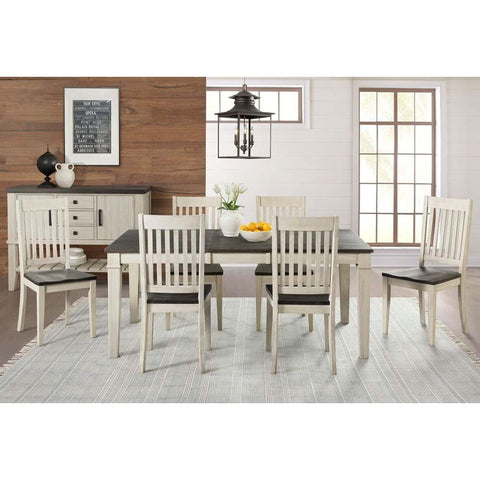 A-America Huron 8 Piece Leg Dining Room Set w/Slat Chairs in Cocoa-Chalk