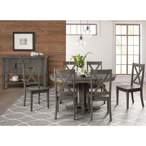 A-America Huron 8 Piece Pedestal Dining Room Set in Distressed Grey