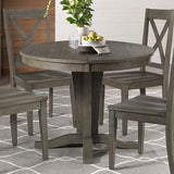 A-America Huron Pedestal Dining Table w/Leaf in Distressed Grey
