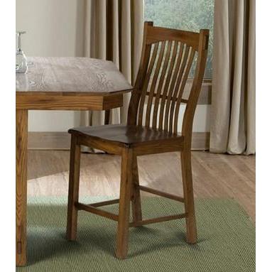A-America Laurelhurst Slatback Counter Chair, Contoured Solid Wood Seat, Rustic Oak Finish