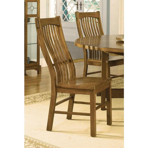A-America Laurelhurst Slatback Side Chair, Contoured Solid Wood Seat, Rustic Oak Finish