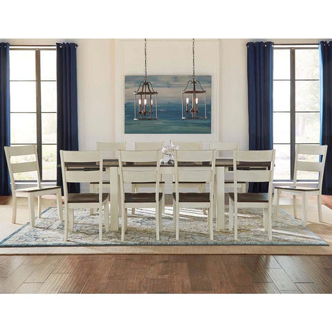 A-America Mariposa 11 Piece Leg Dining Room Set w/Ladderback Chairs in Cocoa-Chalk