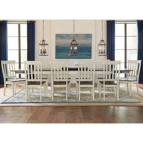 A-America Mariposa 11 Piece Trestle Dining Room Set w/Slatback Chairs in Cocoa-Chalk