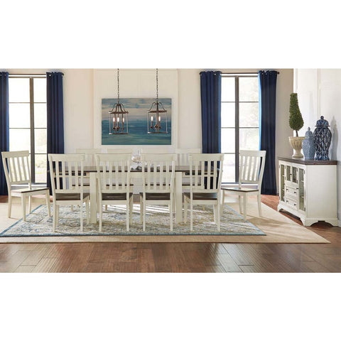 A-America Mariposa 12 Piece Leg Dining Room Set in Cocoa-Chalk