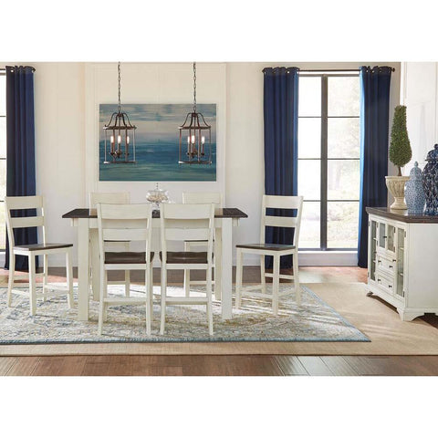 A-America Mariposa 8 Piece Leg Gathering Height Table Set in Cocoa-Chalk