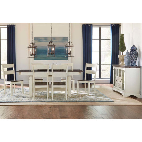 A-America Mariposa 8 Piece Trestle Dining Room Set in Cocoa-Chalk