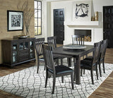 A-America Mariposa 8 Piece Leg Dining Room Set w/Slat Back Chairs in Warm Grey