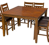 A-America Mason 9 Piece Square Gather Height Table Set w/Butterfly Leaf in Mango