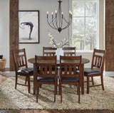 A-America Mason 3 Piece Round Drop Leaf Dining Room Set w/Slat Back Chairs in Mango