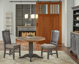 A-America Port Townsend 4 Piece Double Drop Leaf Dining Room Set w/Wood Chairs in Gull Grey & Seaside Pine