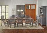 A-America Port Townsend 9 Piece Leg Dining Room Set w/Wood Chairs & Sideboard in Gull Grey & Seaside Pine