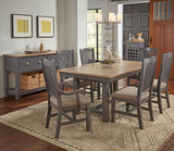A-America Port Townsend 7 Piece Round Dining Room Set w/Wood Chairs in Gull Grey & Seaside Pine