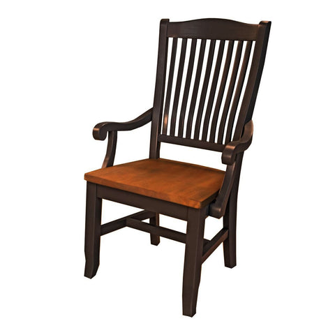 A-America Port Townsend Wood Slatback Arm Chair in Gull Grey & Seaside Pine