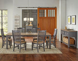 A-America Port Townsend 3 Piece Double Drop Leaf Dining Room Set w/Wood Chairs in Gull Grey & Seaside Pine