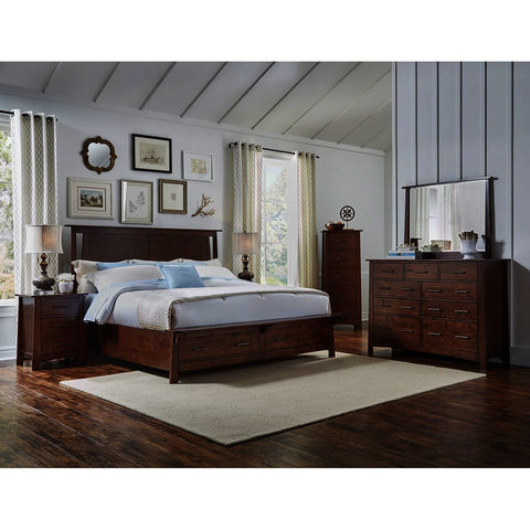 A-America Sodo 5 Piece King Storage Bedroom Set in Sumatra Brown