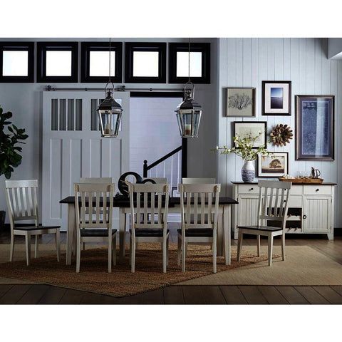 A-America Toluca 10 Piece Rectangular Leg Dining Room Set w/Slatback Chairs in Chalk & Cocoa Bean