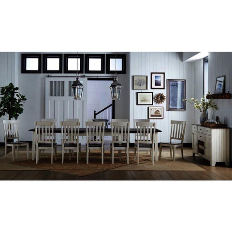 A-America Toluca 14 Piece Rectangular Leg Dining Room Set w/Slatback Chairs in Chalk & Cocoa Bean