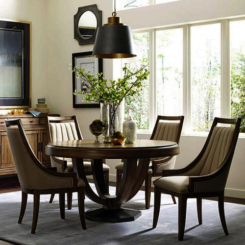 American Drew Evoke 5 Piece Round Dining Room Set w/Upholstered Chairs
