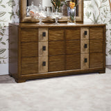 American Drew Grove Point 6 Drawer Dresser w/ Mirror in Soft Khaki