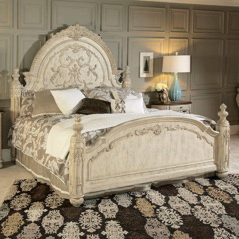 American Drew Jessica McClintock Boutique Mansion Bed in White Veil
