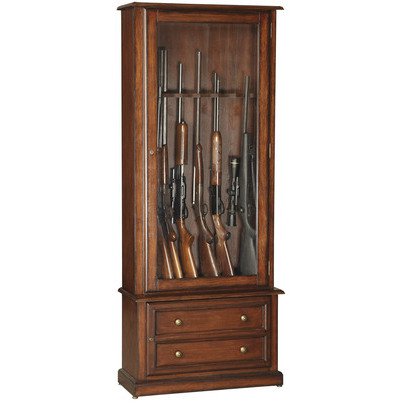 American Furniture Classics Classic 8 Gun Cabinet In Medium Brown