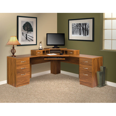 American Furniture Classics L Work center With Monitor Platform In Autumn Oak