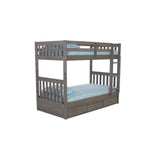 American Furniture Classics Model 3210M-3-KD Solid Pine Twin/Twin Bunk Bed with Three Drawers in Charcoal Gray