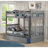 American Furniture Classics Model 3210M-TRUND Solid Pine Twin/Twin Bunk Bed with Twin Trundle in Charcoal Gray