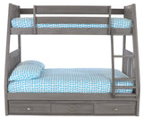 American Furniture Classics Model 3218-3-KD Solid Pine Twin/Full Bunk Bed with Three Drawers in Charcoal Gray