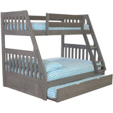 American Furniture Classics Model 3218-TRUND Solid Pine Twin/Full Bunk Bed with Twin Trundle in Charcoal Gray