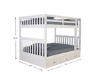 American Furniture Classics Model 80215-K3-KD Full over Full Bunk Bed with Three Drawers in Casual White