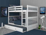 American Furniture Classics Model 80215-TRUN-KD Full over Full Bunk Bed with Twin Sized Trundle in Casual White