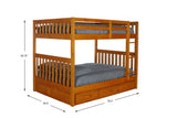 American Furniture Classics Model 82115-K3-KD Full over Full Bunk Bed with Three Drawers in Warm Honey