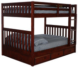 American Furniture Classics Model 82815-K3-KD Full over Full Bunk Bed with Three Drawers in Rich Merlot