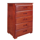American Furniture Classics Model 82855KD Solid Pine Five Drawer Chest in Rich Merlot