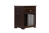 American Furniture Classics Model 82960KD, Solid Pine Nightstand with One Drawer and Open Storage in Dark Espresso