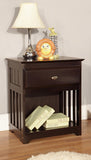 American Furniture Classics Model 82960KD, Solid Pine Nightstand with One Drawer and Open Storage in Dark Espresso