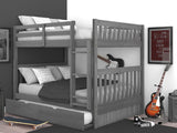 American Furniture Classics Model 83215-TRUN-KD Full over Full Bunkbed with Twin Sized Trundle in Rich Charcoal Grey