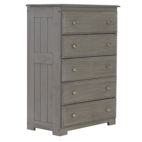 American Furniture Classics Model 83255KD Solid Pine Five Drawer Chest in Charcoal Gray