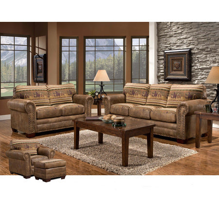 American Furniture Wild Horses 4 Piece Living Room Set With Sleeper