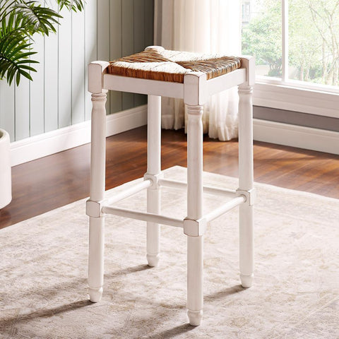 American Woodcrafters Poppy White Backless Stool