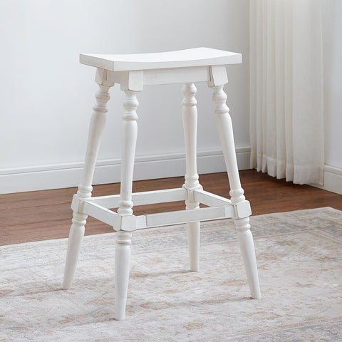 American Woodcrafters Yara White Backless Stool