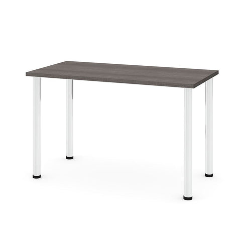 BESTAR Universel 24" x 48" Table Desk with Round Metal Legs in bark grey