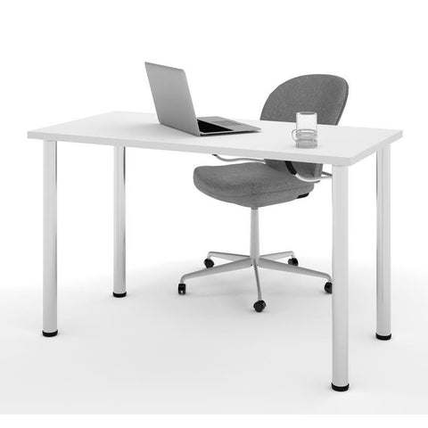 Bestar 24" X 48" Table With Round Metal Legs In White