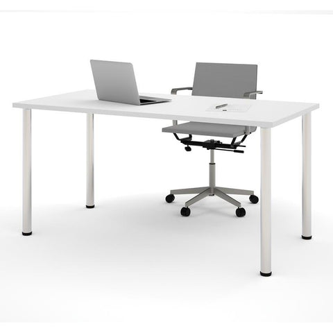 Bestar 30" X 60" Table With Round Metal Legs In White