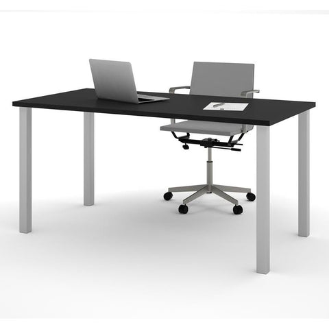 Bestar 30" X 60" Table With Square Metal Legs In Black