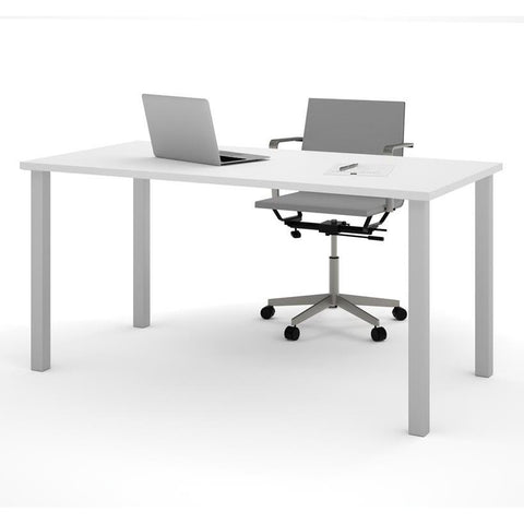 Bestar 30" X 60" Table With Square Metal Legs In White