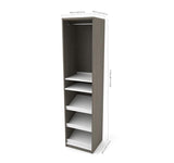 Bestar Cielo 19.5 Inch Shoe/Closet Storage Unit Featuring Reversible Shelves in Bark Gray & White