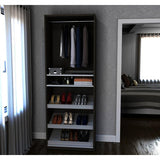 Bestar Cielo 29.5 Inch Shoe/Closet Storage Unit Featuring Reversible Shelves in Bark Gray & White