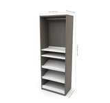 Bestar Cielo 29.5 Inch Shoe/Closet Storage Unit w/Drawers in Bark Gray & White